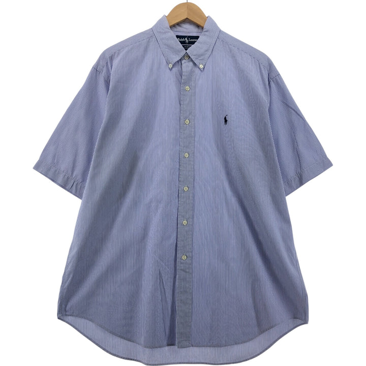 Ralph Lauren BLAKE short sleeve button down striped shirt, men's size L cotton white type Vintage Second Hand
