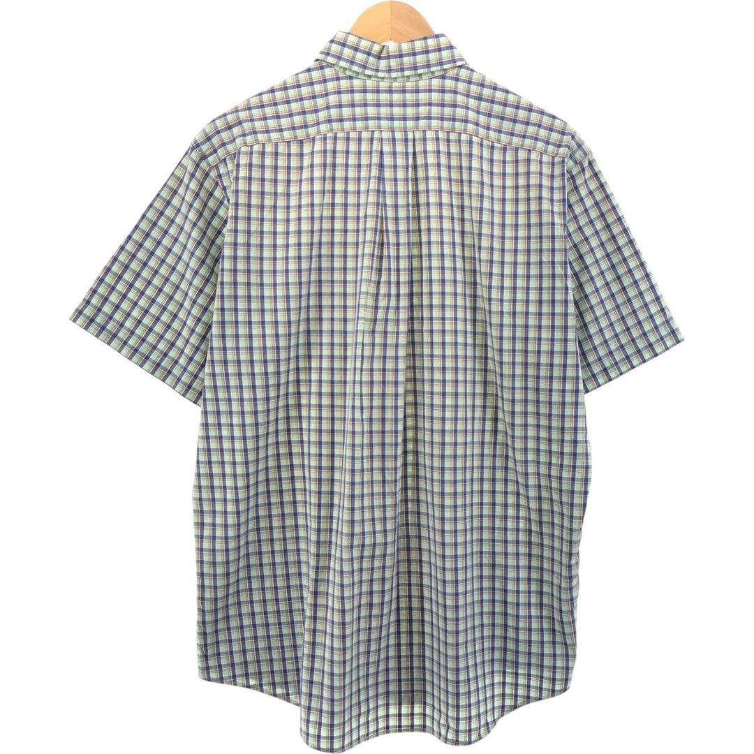 Ralph Lauren CUSTOM FIT short sleeve button down check shirt men's size L cotton blue type Vintage Second Hand
