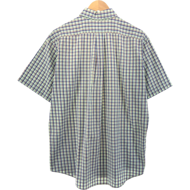 Ralph Lauren CUSTOM FIT short sleeve button down check shirt men's size L cotton blue type Vintage Second Hand