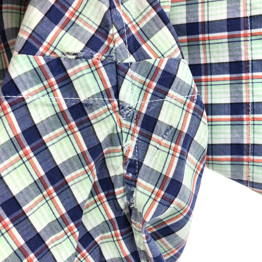 Ralph Lauren CUSTOM FIT short sleeve button down check shirt men's size L cotton blue type Vintage Second Hand