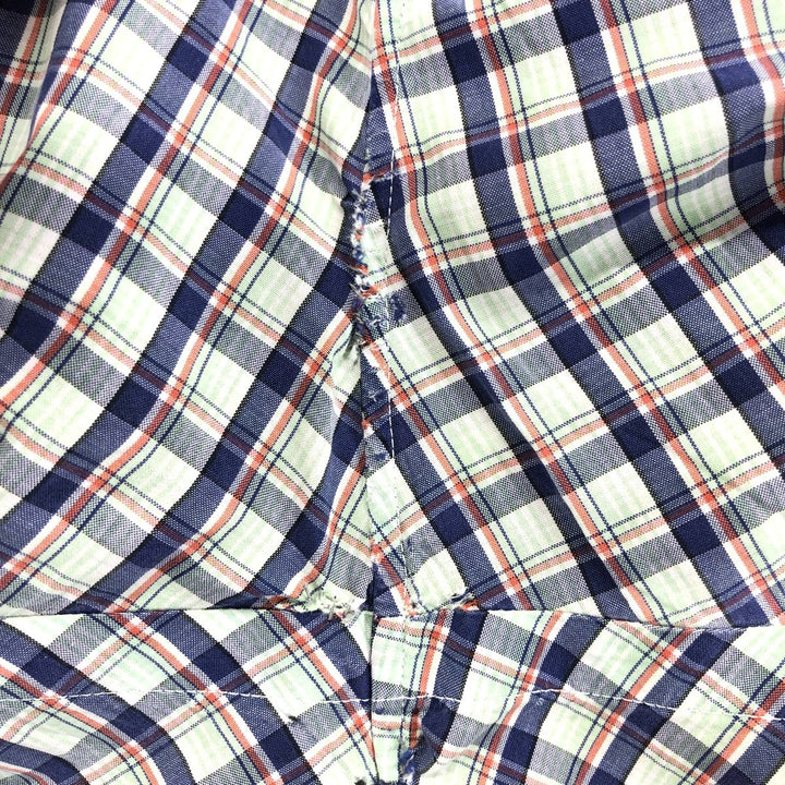 Ralph Lauren CUSTOM FIT short sleeve button down check shirt men's size L cotton blue type Vintage Second Hand