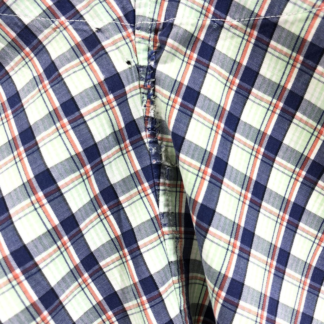 Ralph Lauren CUSTOM FIT short sleeve button down check shirt men's size L cotton blue type Vintage Second Hand