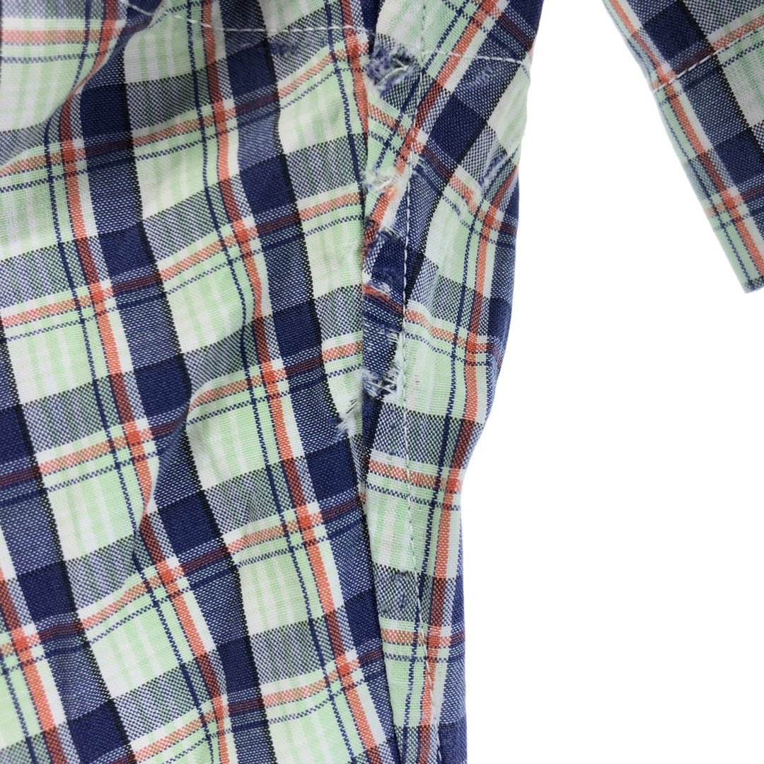 Ralph Lauren CUSTOM FIT short sleeve button down check shirt men's size L cotton blue type Vintage Second Hand