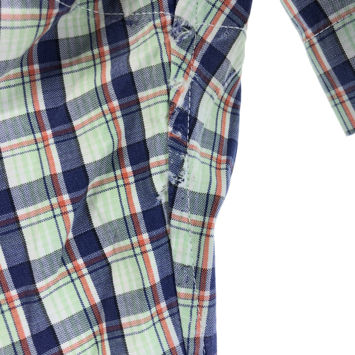 Ralph Lauren CUSTOM FIT short sleeve button down check shirt men's size L cotton blue type Vintage Second Hand