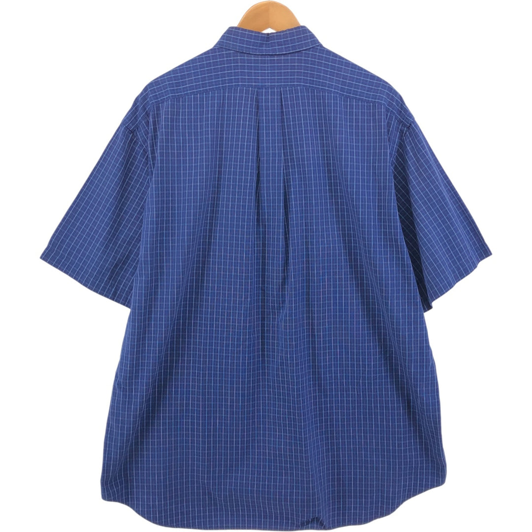 Ralph Lauren BLAKE short sleeve button down check shirt men's XL size cotton navy blue type Vintage Second Hand