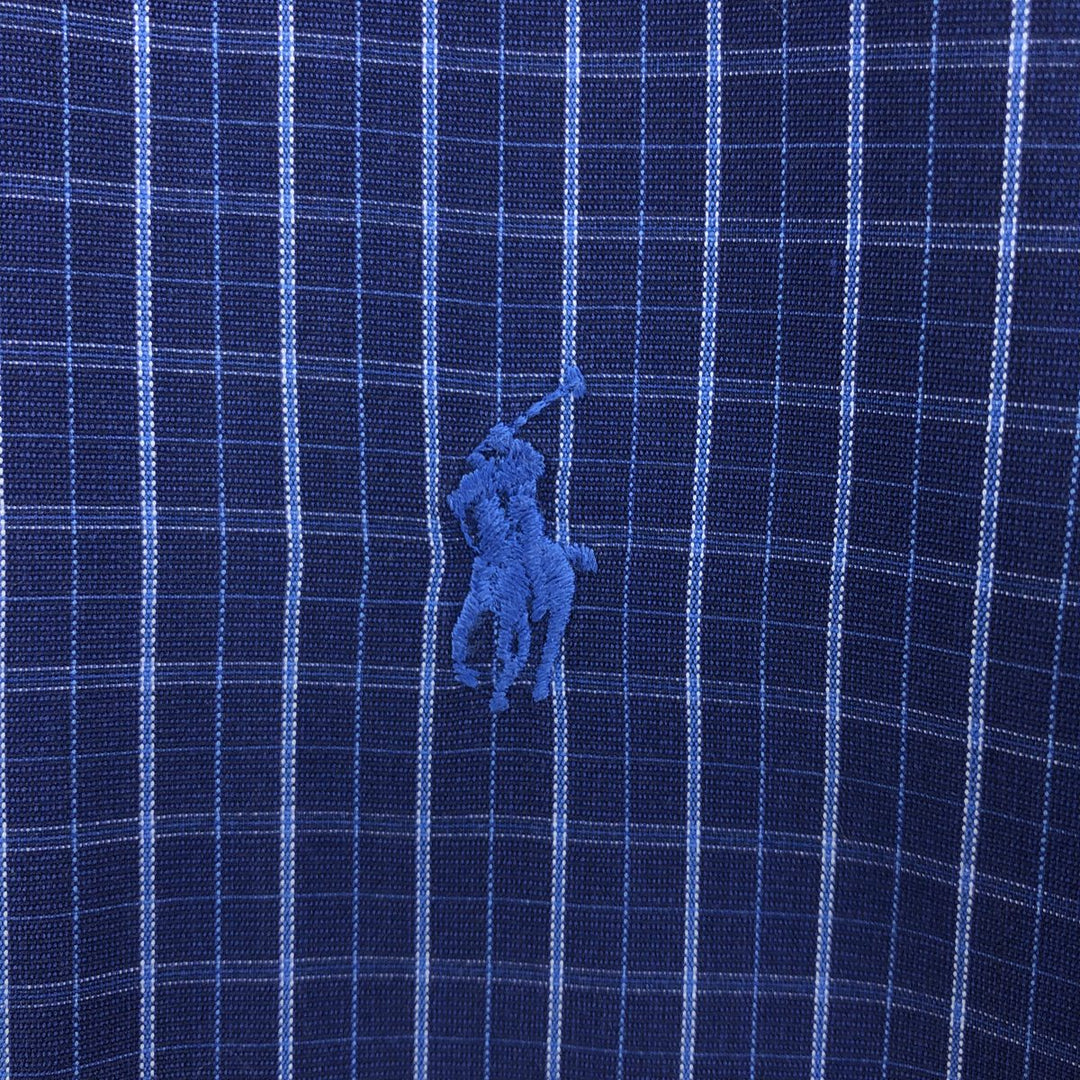 Ralph Lauren BLAKE short sleeve button down check shirt men's XL size cotton navy blue type Vintage Second Hand