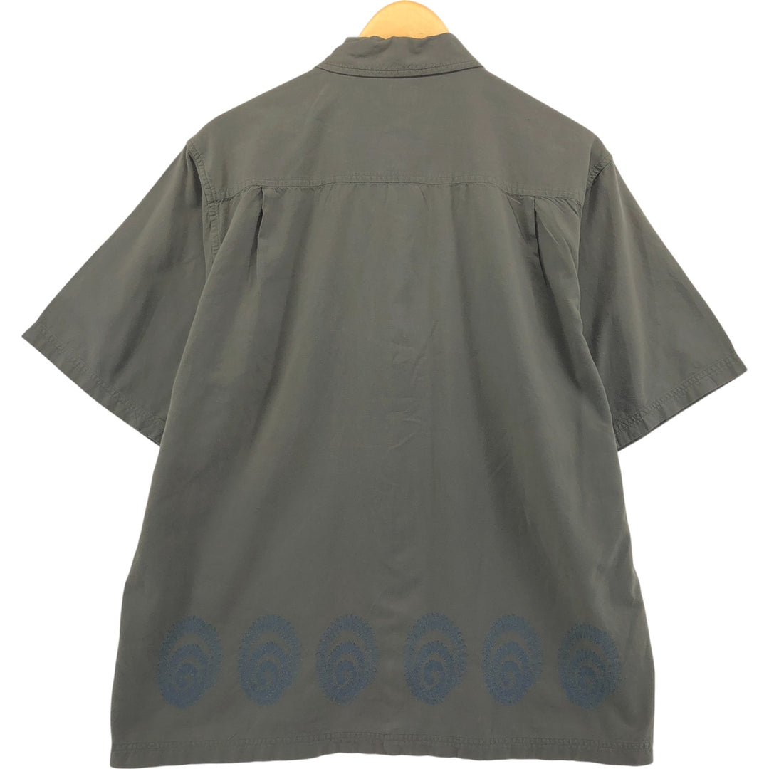 Levi's RED TAB embroidered short sleeve cotton shirt, box shirt, men's size L cotton Khaki type sage green Vintage Second Hand
