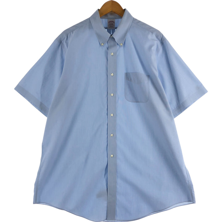 Brooks Brothers Est.1818 short sleeve button-down shirt, men's size XL cotton blue type Vintage Second Hand