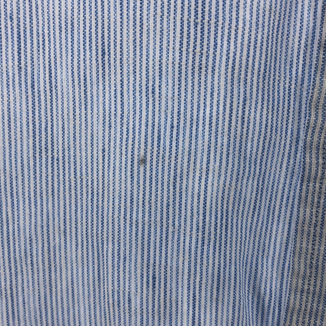Brooks Brothers Est.1818 Stripe Pattern Short Sleeve Linen Button Down Shirt Men's XL linen blue type Vintage Second Hand