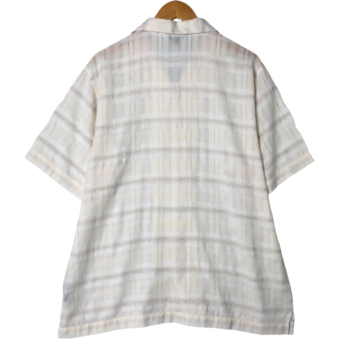 VISIVO Open Collar Short Sleeve Polyester Shirt Box Shirt Men's Size L polyester ivory Vintage Second Hand