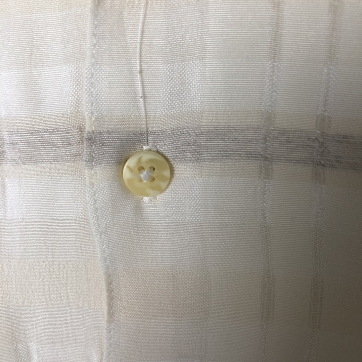 VISIVO Open Collar Short Sleeve Polyester Shirt Box Shirt Men's Size L polyester ivory Vintage Second Hand