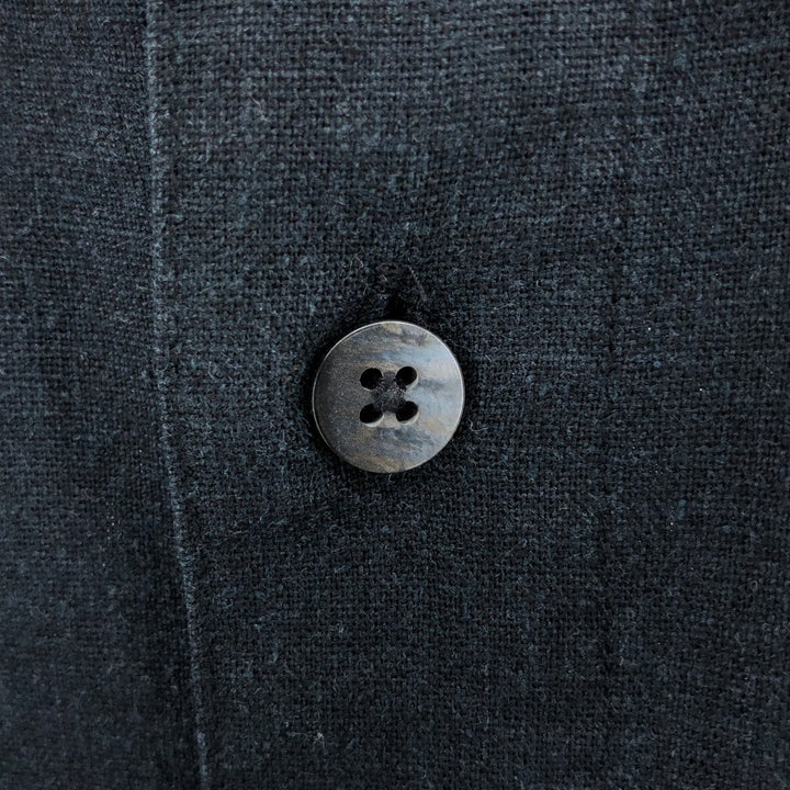 MARC EDWARDS Open collar short sleeve rayon x linen shirt box shirt men's size L linen black type Vintage Second Hand
