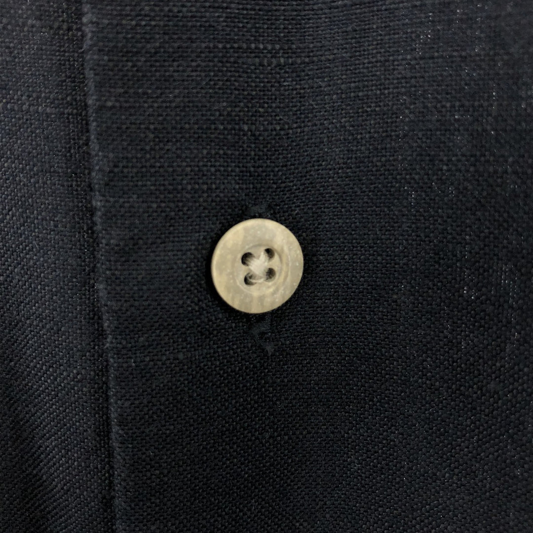 J. Ferrar open collar short sleeve linen shirt, box shirt, men's size L linen black type Vintage Second Hand