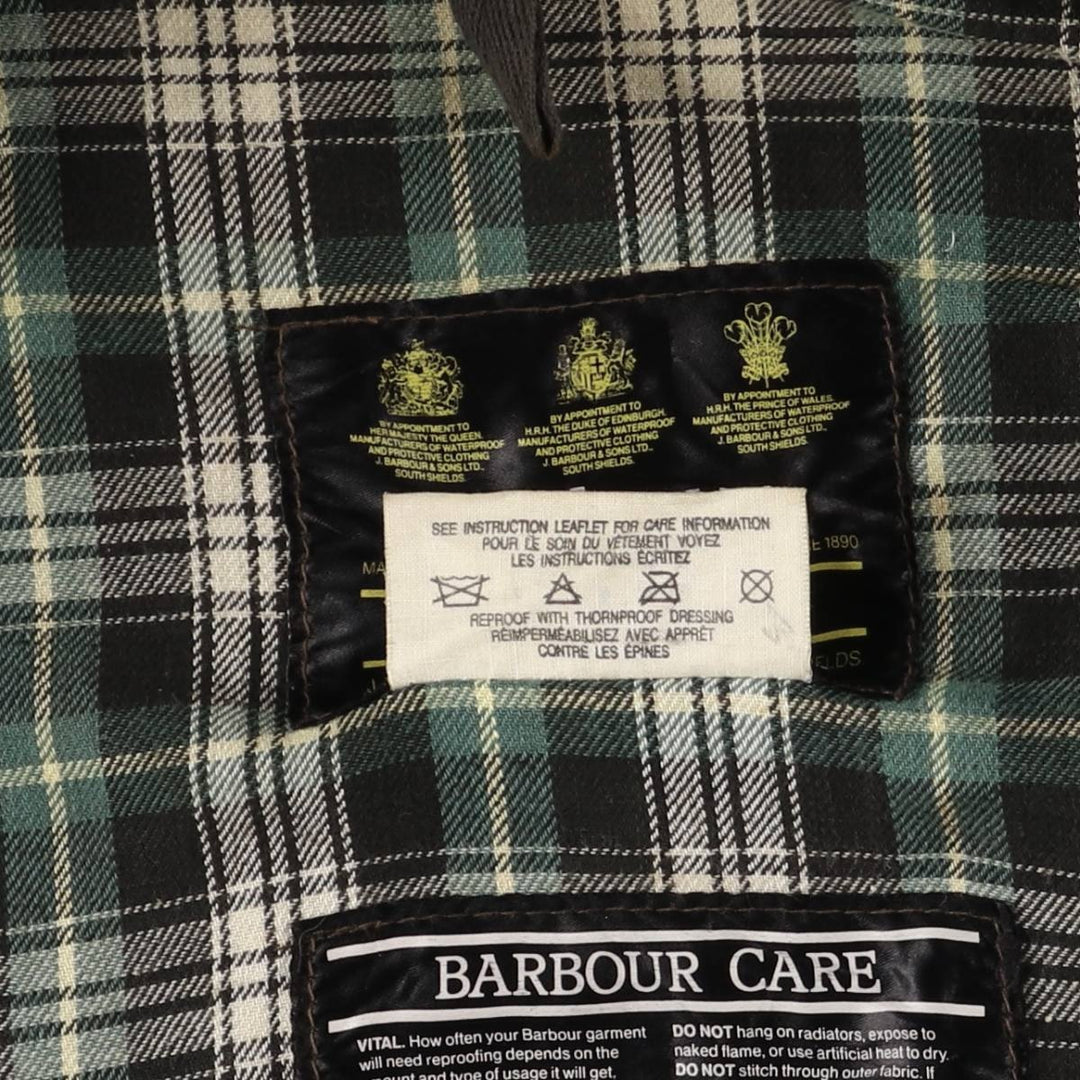 80s-90'S Barbour BEDALE 3 Warrant Waxed Cotton Oiled Jacket, Made in England, Size 35.8" cotton Khaki type Vintage Second Hand