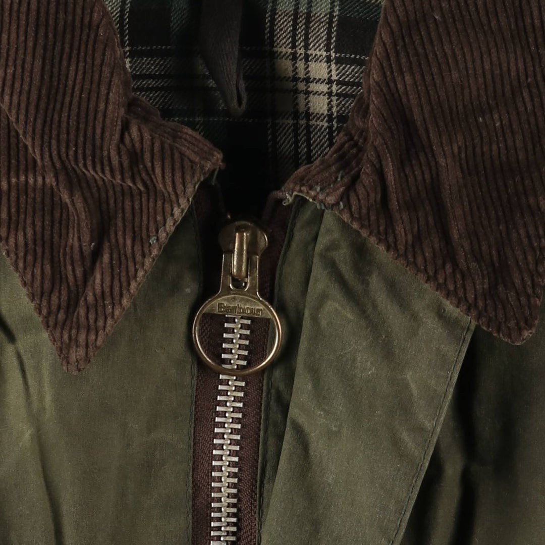 80s-90'S Barbour BEDALE 3 Warrant Waxed Cotton Oiled Jacket, Made in England, Size 35.8" cotton Khaki type Vintage Second Hand
