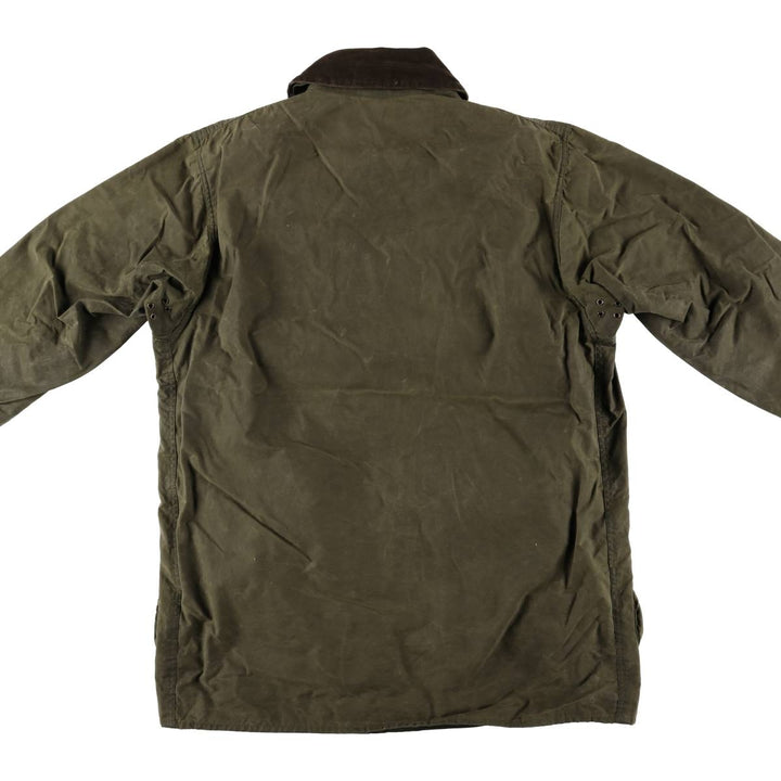 80s-90'S Barbour BORDER Old 3 Warrant Waxed Cotton Oiled Jacket Made in England C42 Men's L size cotton Khaki type Vintage Second Hand