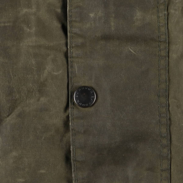 80s-90'S Barbour BORDER Old 3 Warrant Waxed Cotton Oiled Jacket Made in England C42 Men's L size cotton Khaki type Vintage Second Hand