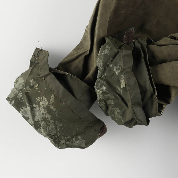 80s-90'S Barbour BORDER Old 3 Warrant Waxed Cotton Oiled Jacket Made in England C42 Men's L size cotton Khaki type Vintage Second Hand