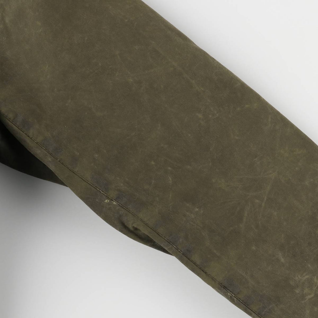 80s-90'S Barbour BORDER Old 3 Warrant Waxed Cotton Oiled Jacket Made in England C42 Men's L size cotton Khaki type Vintage Second Hand