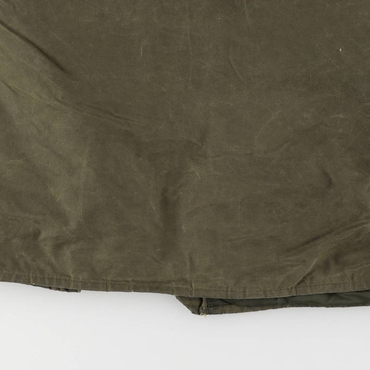 80s-90'S Barbour BORDER Old 3 Warrant Waxed Cotton Oiled Jacket Made in England C42 Men's L size cotton Khaki type Vintage Second Hand