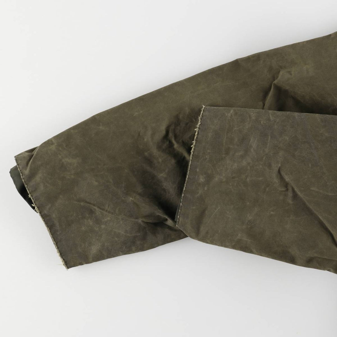 80s-90'S Barbour BORDER Old 3 Warrant Waxed Cotton Oiled Jacket Made in England C42 Men's L size cotton Khaki type Vintage Second Hand