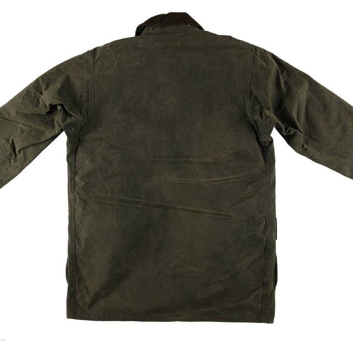80s-90'S Barbour Northumbria 3 Warrant Waxed Cotton Oiled Jacket, Made in England, Size 40.2" cotton Khaki type Vintage Second Hand