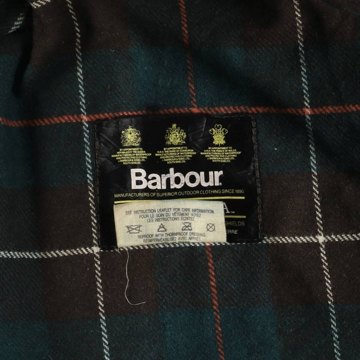 80s-90'S Barbour Northumbria 3 Warrant Waxed Cotton Oiled Jacket, Made in England, Size 40.2" cotton Khaki type Vintage Second Hand
