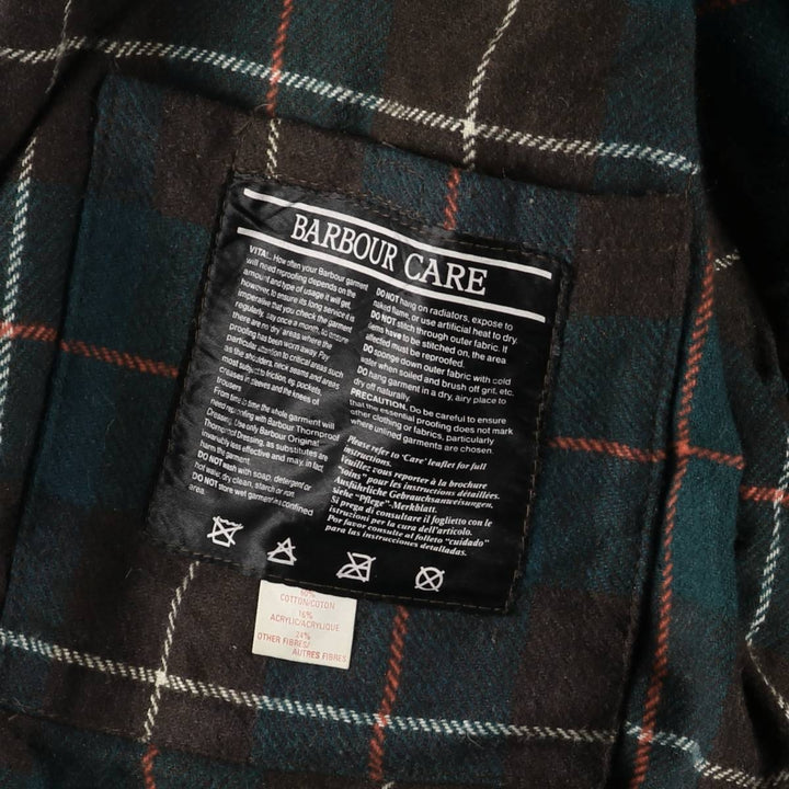 80s-90'S Barbour Northumbria 3 Warrant Waxed Cotton Oiled Jacket, Made in England, Size 40.2" cotton Khaki type Vintage Second Hand