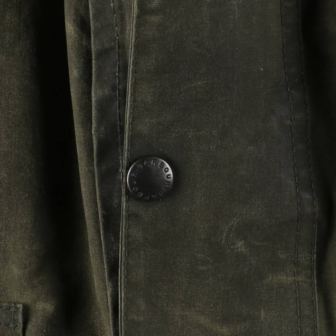 80s-90'S Barbour Northumbria 3 Warrant Waxed Cotton Oiled Jacket, Made in England, Size 40.2" cotton Khaki type Vintage Second Hand
