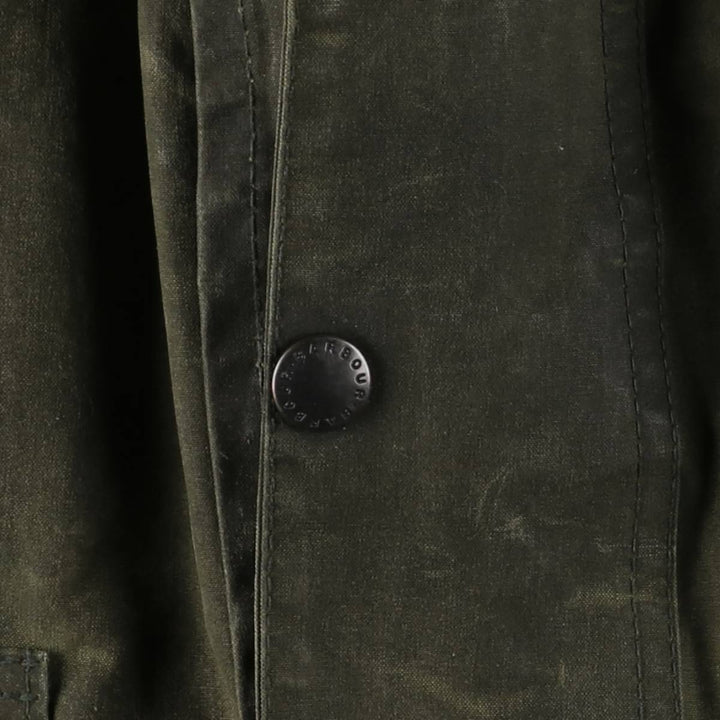 80s-90'S Barbour Northumbria 3 Warrant Waxed Cotton Oiled Jacket, Made in England, Size 40.2" cotton Khaki type Vintage Second Hand