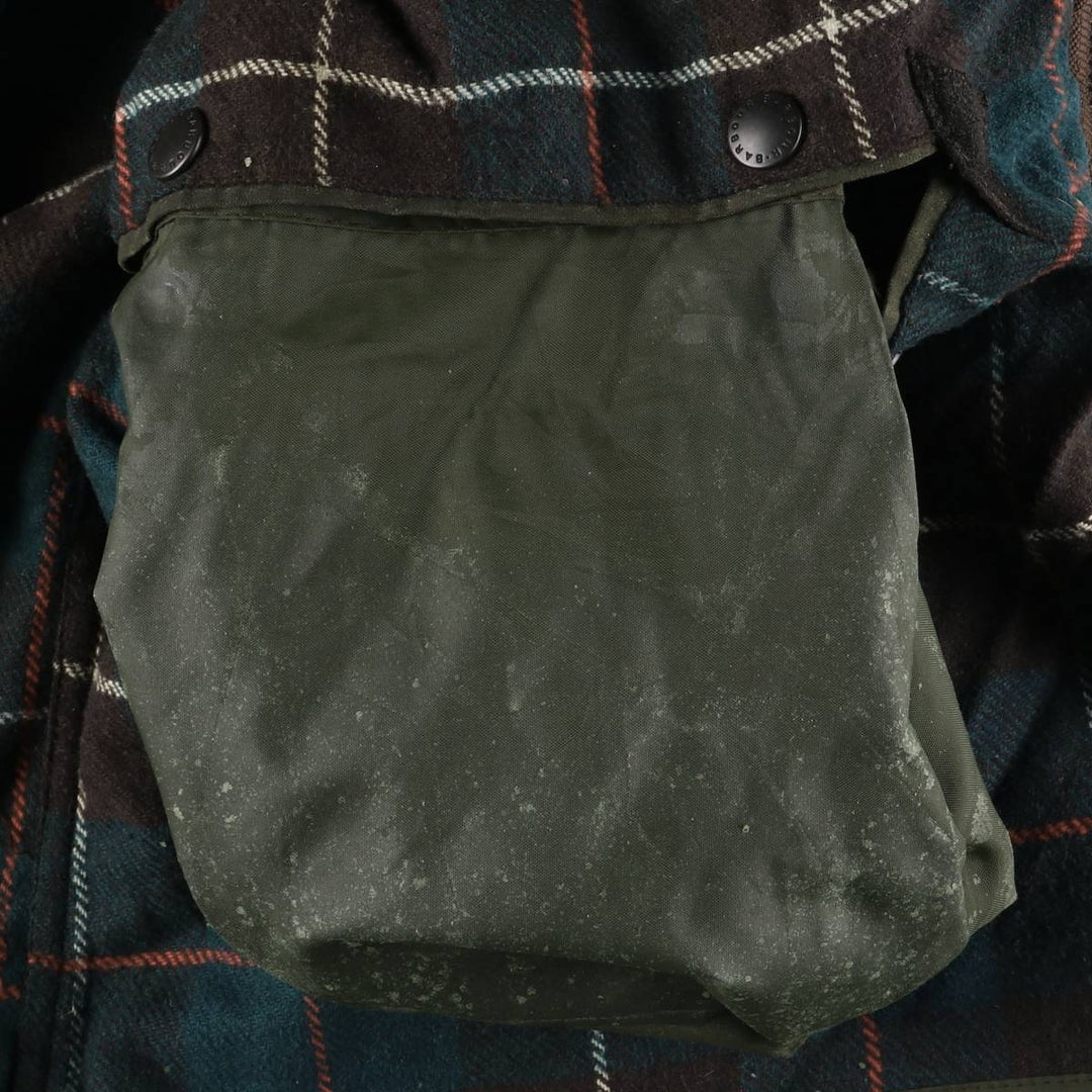 80s-90'S Barbour Northumbria 3 Warrant Waxed Cotton Oiled Jacket, Made in England, Size 40.2" cotton Khaki type Vintage Second Hand