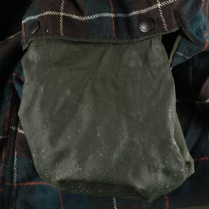 80s-90'S Barbour Northumbria 3 Warrant Waxed Cotton Oiled Jacket, Made in England, Size 40.2" cotton Khaki type Vintage Second Hand