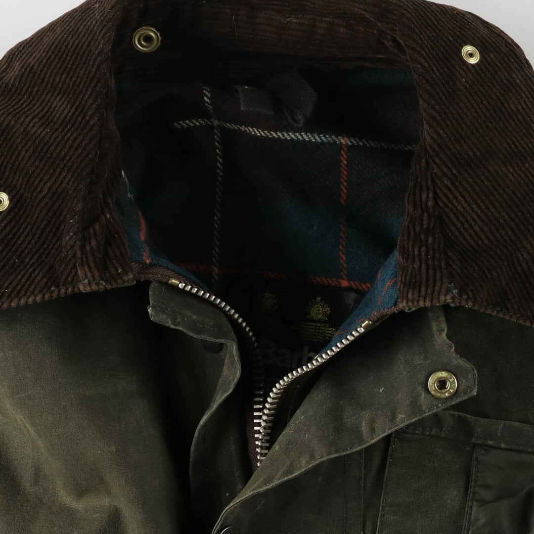 80s-90'S Barbour Northumbria 3 Warrant Waxed Cotton Oiled Jacket, Made in England, Size 40.2" cotton Khaki type Vintage Second Hand