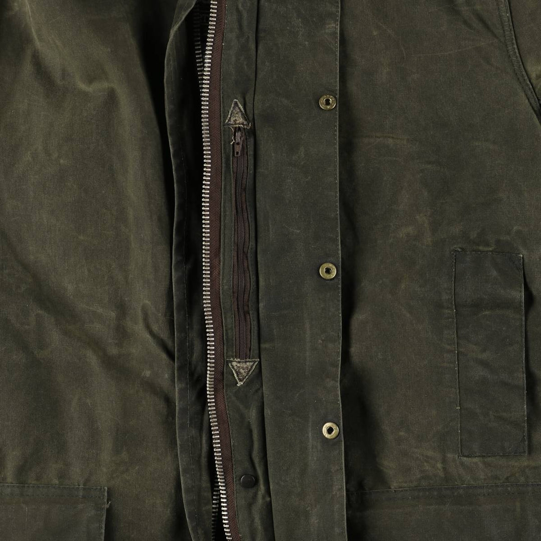 80s-90'S Barbour Northumbria 3 Warrant Waxed Cotton Oiled Jacket, Made in England, Size 40.2" cotton Khaki type Vintage Second Hand