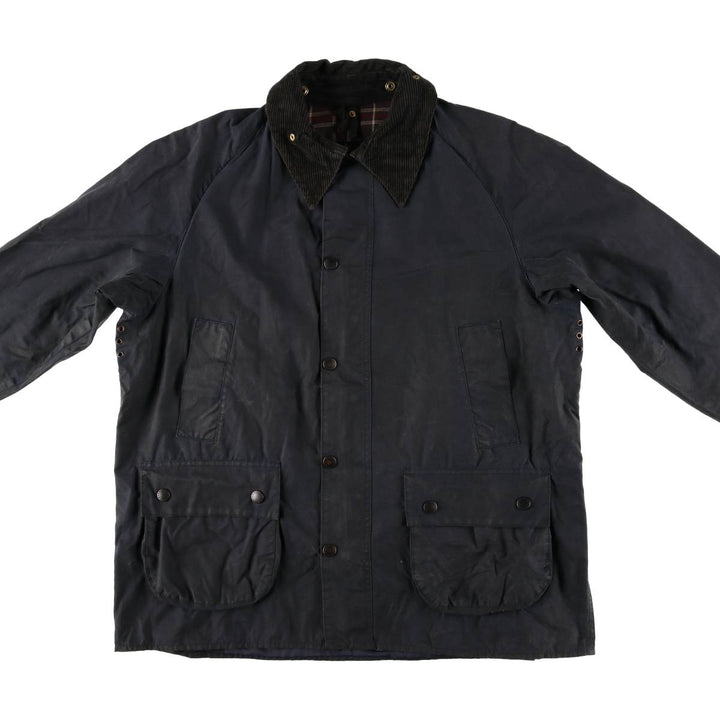 80s-90'S Barbour BEDALE 3 Warrant Waxed Cotton Oiled Jacket, Made in England, C42, Men's Size L cotton navy blue type Vintage Second Hand