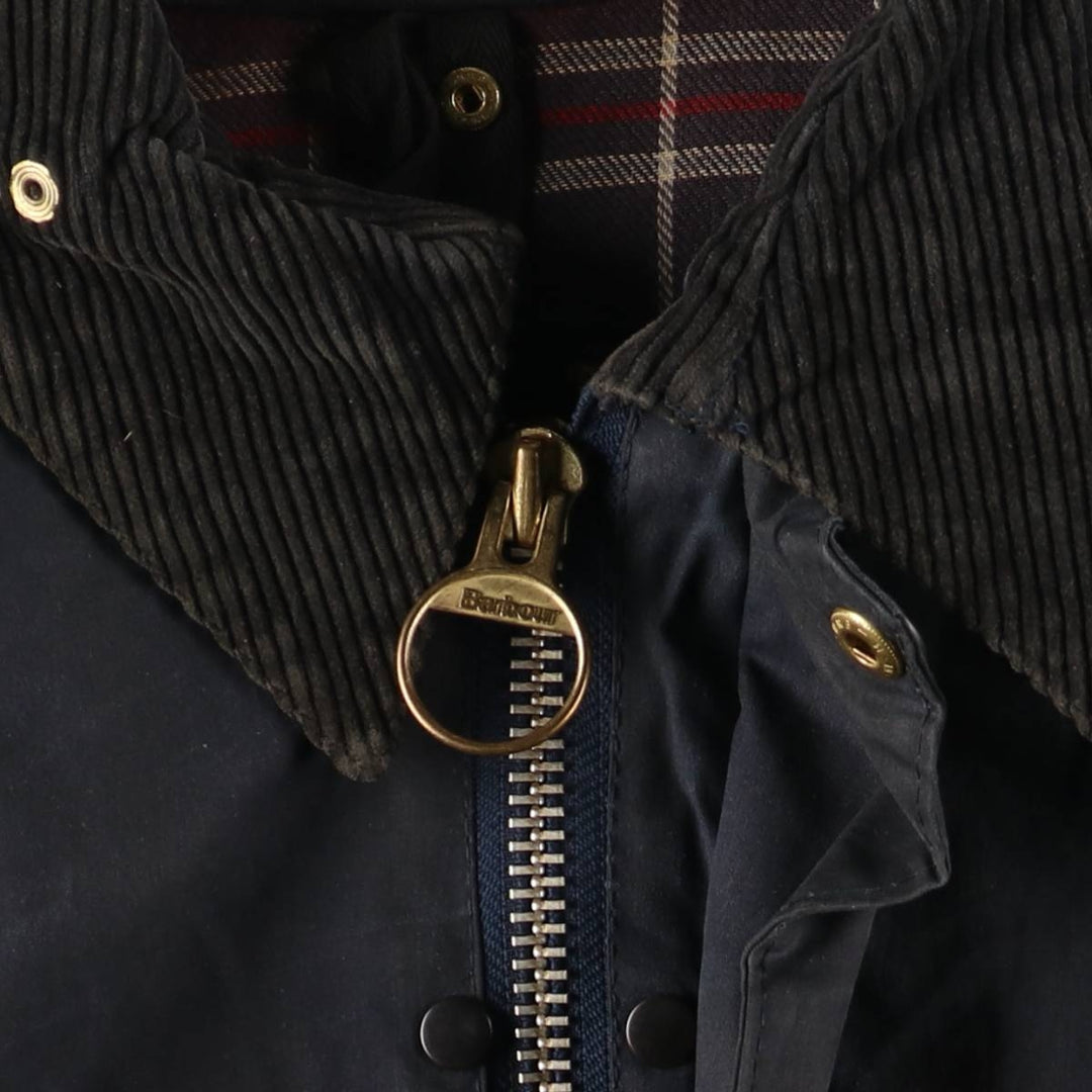 80s-90'S Barbour BEDALE 3 Warrant Waxed Cotton Oiled Jacket, Made in England, C42, Men's Size L cotton navy blue type Vintage Second Hand