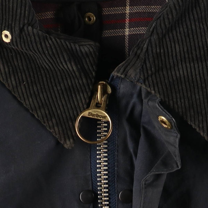80s-90'S Barbour BEDALE 3 Warrant Waxed Cotton Oiled Jacket, Made in England, C42, Men's Size L cotton navy blue type Vintage Second Hand