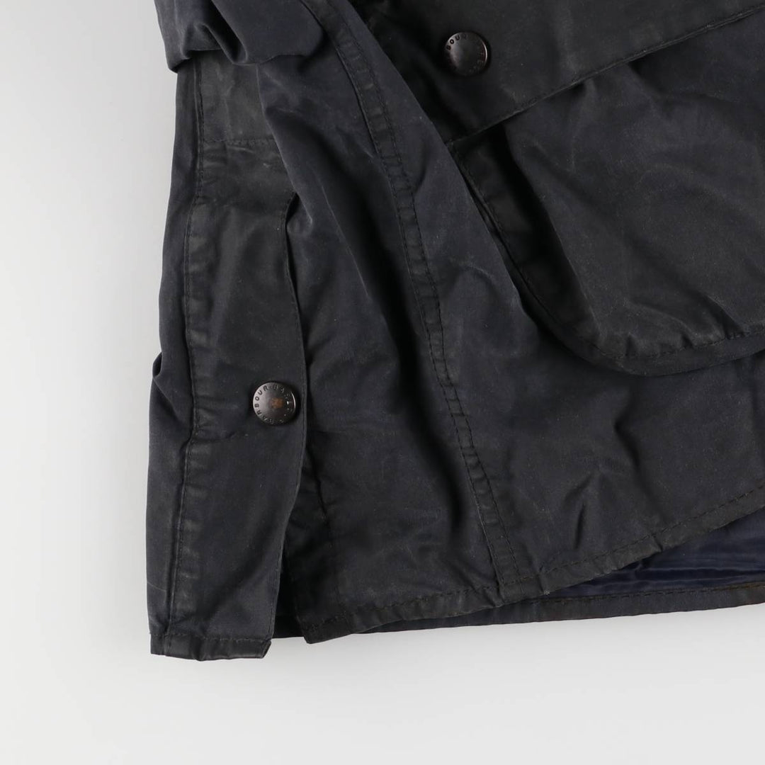 80s-90'S Barbour BEDALE 3 Warrant Waxed Cotton Oiled Jacket, Made in England, C42, Men's Size L cotton navy blue type Vintage Second Hand