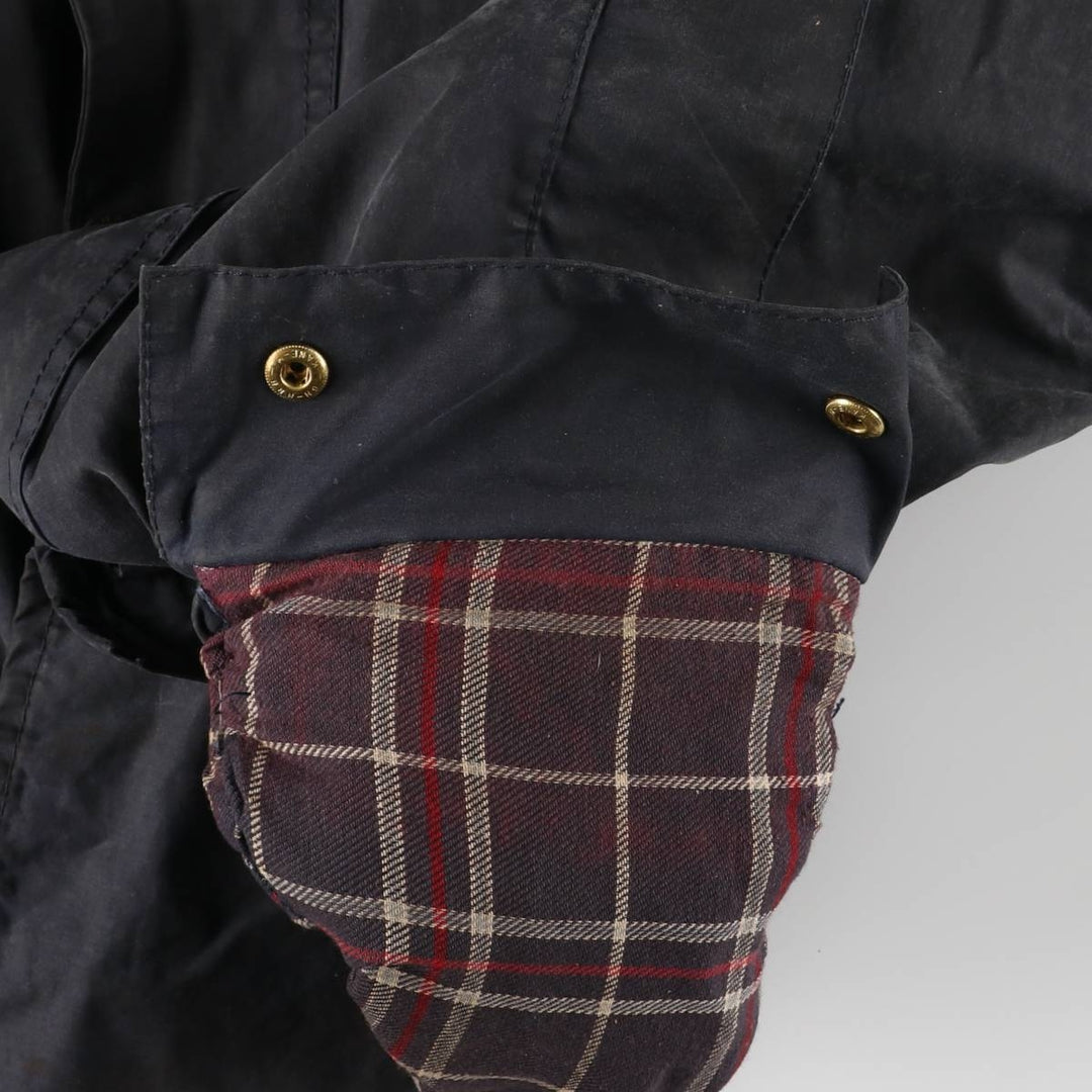 80s-90'S Barbour BEDALE 3 Warrant Waxed Cotton Oiled Jacket, Made in England, C42, Men's Size L cotton navy blue type Vintage Second Hand
