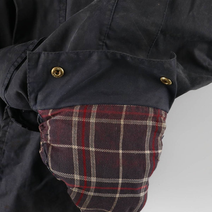 80s-90'S Barbour BEDALE 3 Warrant Waxed Cotton Oiled Jacket, Made in England, C42, Men's Size L cotton navy blue type Vintage Second Hand