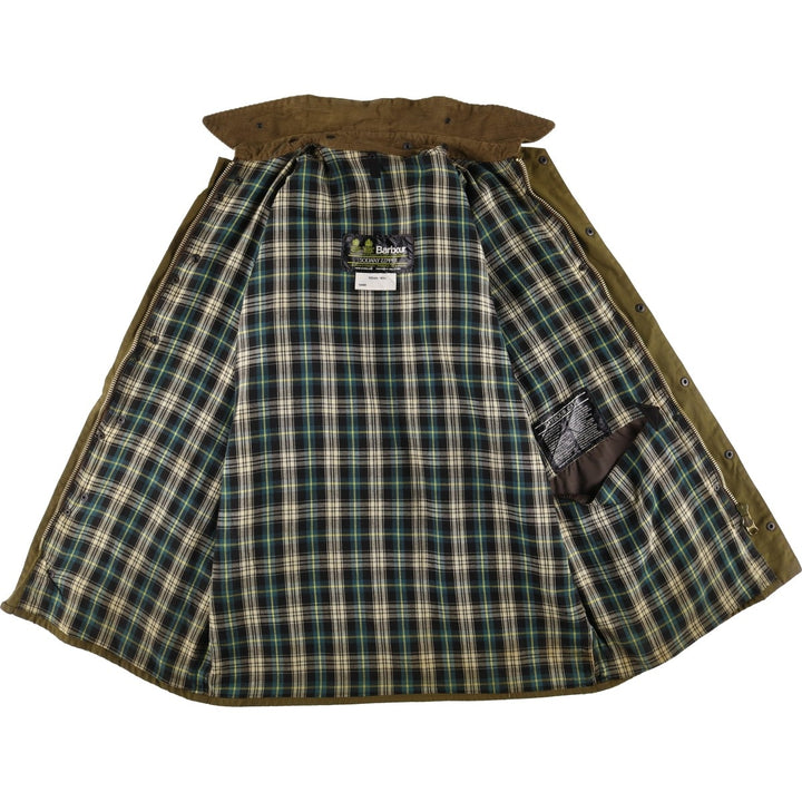 1980'S Barbour Solway Zipper 2-Warrant Waxed Cotton Oiled Jacket, Made in England, Men's Size Medium unclear Khaki type brown Vintage Second Hand