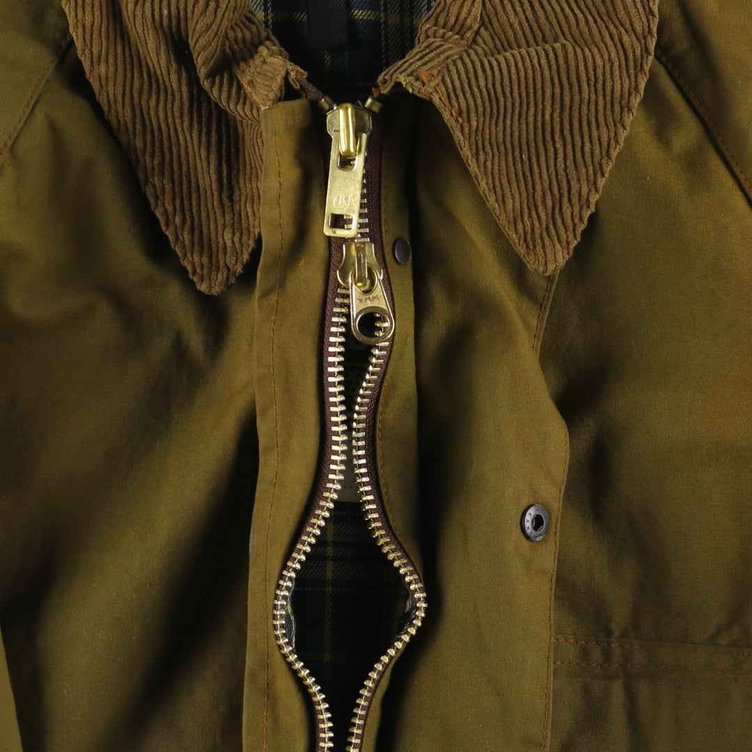 1980'S Barbour Solway Zipper 2-Warrant Waxed Cotton Oiled Jacket, Made in England, Men's Size Medium unclear Khaki type brown Vintage Second Hand