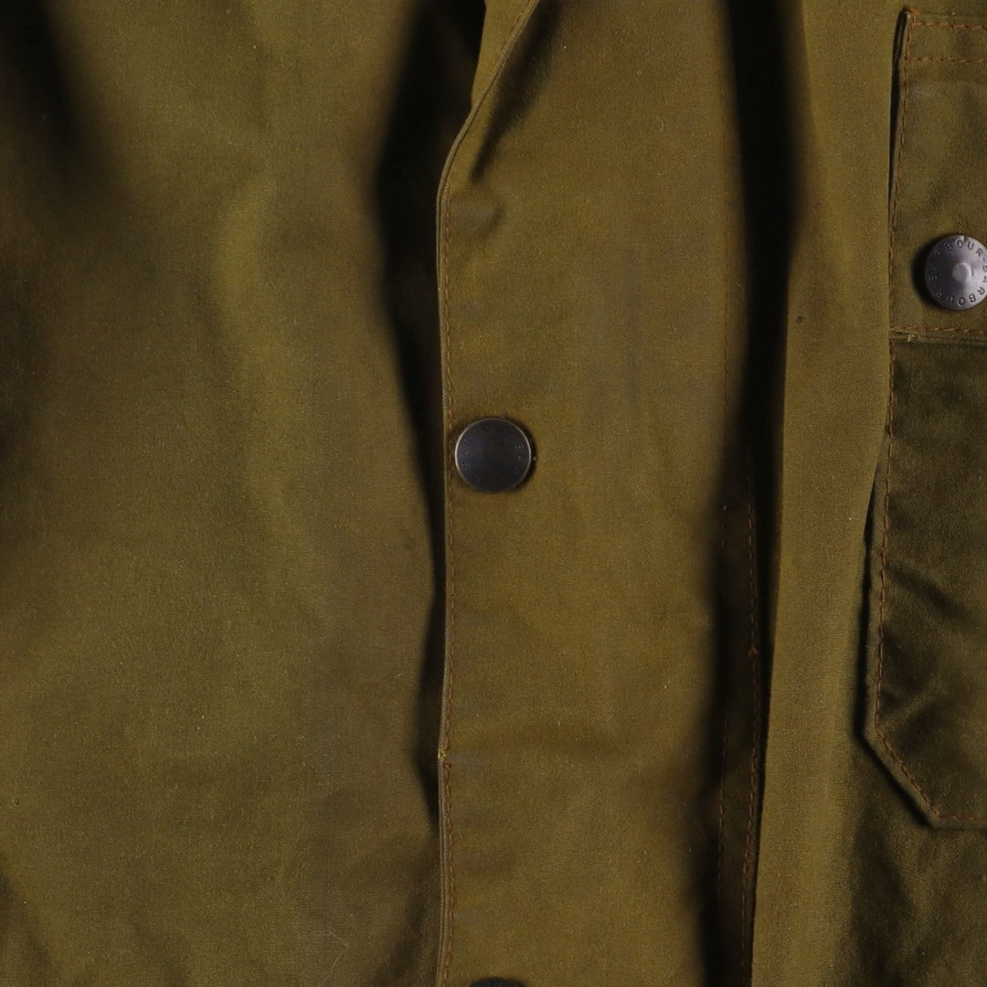 1980'S Barbour Solway Zipper 2-Warrant Waxed Cotton Oiled Jacket, Made in England, Men's Size Medium unclear Khaki type brown Vintage Second Hand
