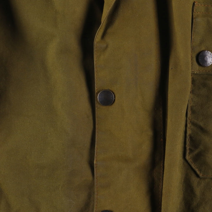 1980'S Barbour Solway Zipper 2-Warrant Waxed Cotton Oiled Jacket, Made in England, Men's Size Medium unclear Khaki type brown Vintage Second Hand