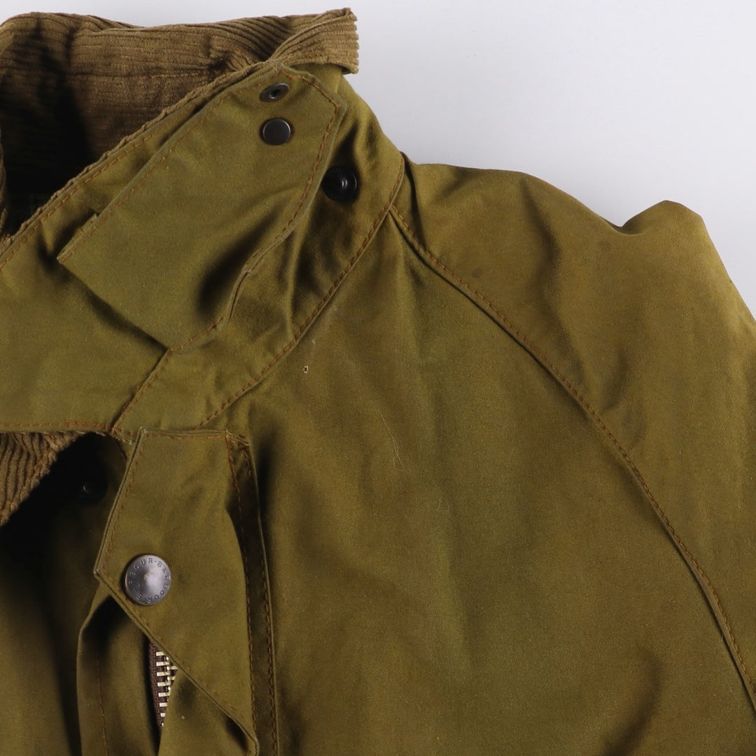 1980'S Barbour Solway Zipper 2-Warrant Waxed Cotton Oiled Jacket, Made in England, Men's Size Medium unclear Khaki type brown Vintage Second Hand