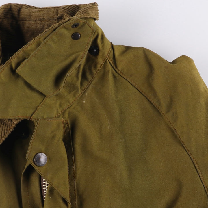 1980'S Barbour Solway Zipper 2-Warrant Waxed Cotton Oiled Jacket, Made in England, Men's Size Medium unclear Khaki type brown Vintage Second Hand