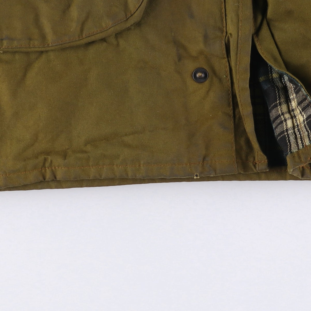 1980'S Barbour Solway Zipper 2-Warrant Waxed Cotton Oiled Jacket, Made in England, Men's Size Medium unclear Khaki type brown Vintage Second Hand