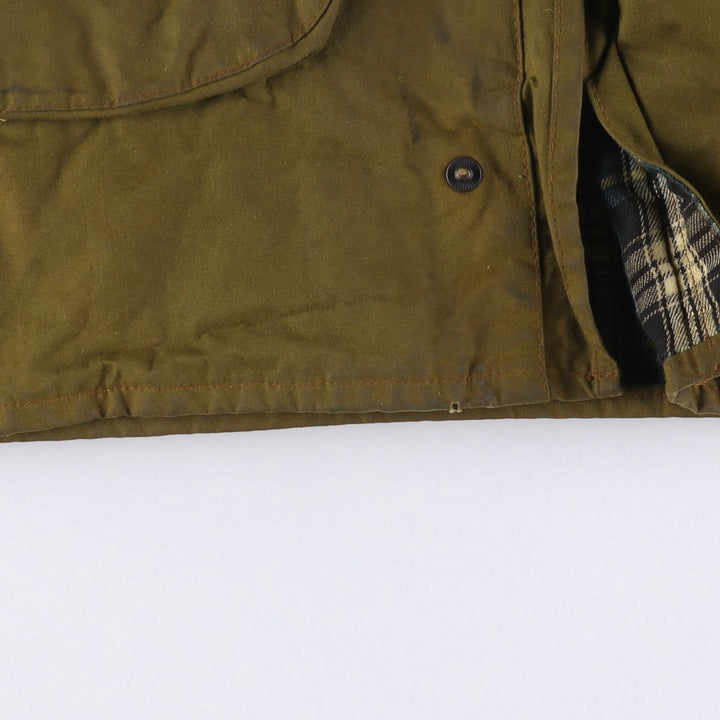 1980'S Barbour Solway Zipper 2-Warrant Waxed Cotton Oiled Jacket, Made in England, Men's Size Medium unclear Khaki type brown Vintage Second Hand