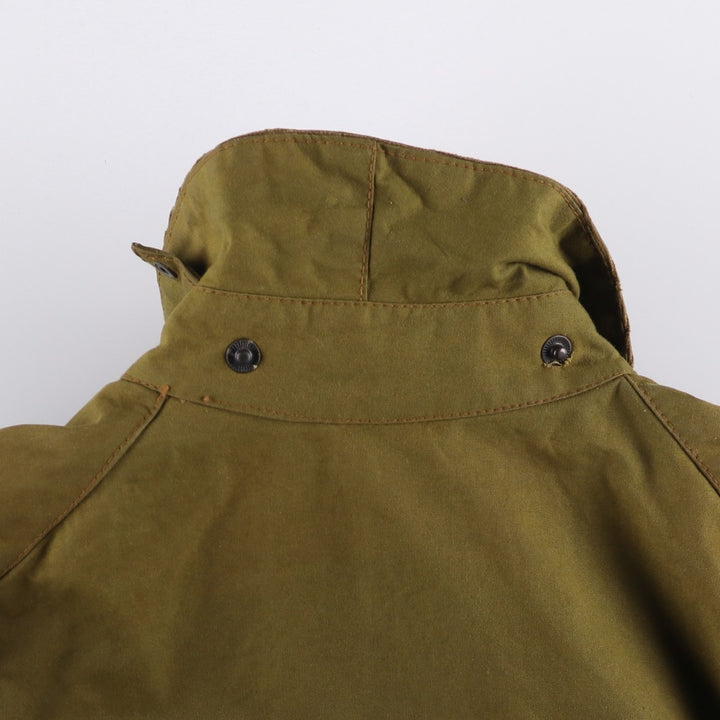 1980'S Barbour Solway Zipper 2-Warrant Waxed Cotton Oiled Jacket, Made in England, Men's Size Medium unclear Khaki type brown Vintage Second Hand