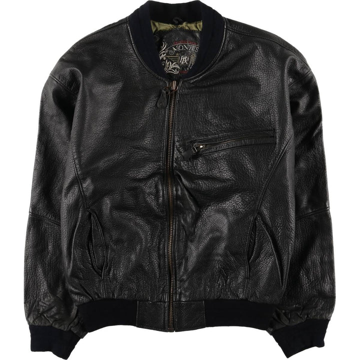 MONTES Leather Blouson, Men's Size L genuine leather black type Vintage Second Hand